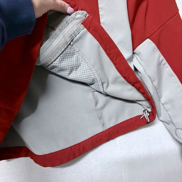 Y2K Eddie Bauer Soft‎ Shell Jacket Coat Women L Red Rain Hood Full Zip Vintage - Picture 5 of 14